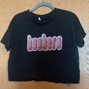 Huskers Black Graphic T-Shirt with Red Text